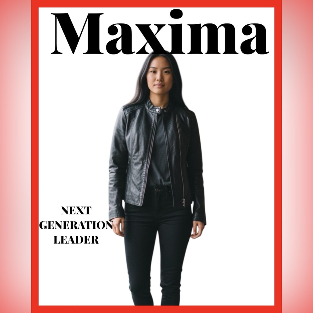 Vintage Y2K Maxima Black Leather Moto Jacket with Ring-Zip Detail - Picture 3 of 10